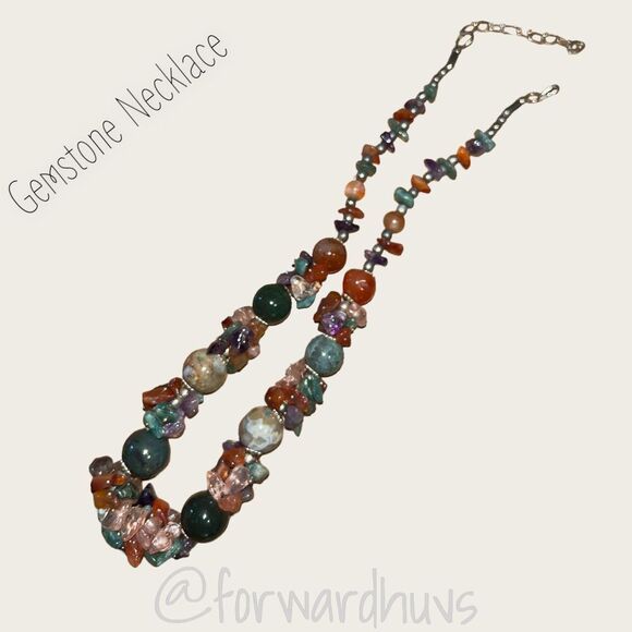 Semi-Precious Gemstone Cluster Necklace - Picture 6 of 11